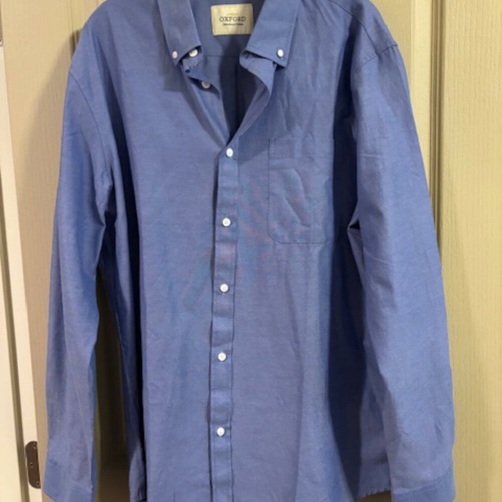 Oxford Men's XL Tall Blue Cotton Made in Italy Button Down Long Sleeve Shirt